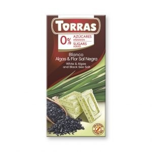 BELA ČOKOLADA Z ALGAMI IN ČRNO MORSKO SOLJO, 75G