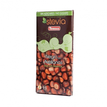 STEVIA,TEMNA ČOKOLADA Z LEŠNIKI, 125G